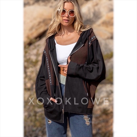 Cream And Brown Polka Dot Women's Zip Up Hoodie